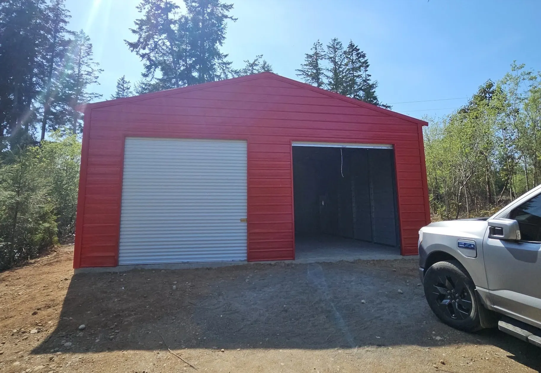 Red metal building